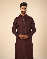Manyavar Men Gleaming Wine Kurta Pajama