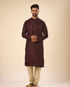 Manyavar Men Gleaming Wine Kurta Pajama
