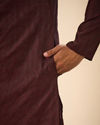 Manyavar Men Gleaming Wine Kurta Pajama