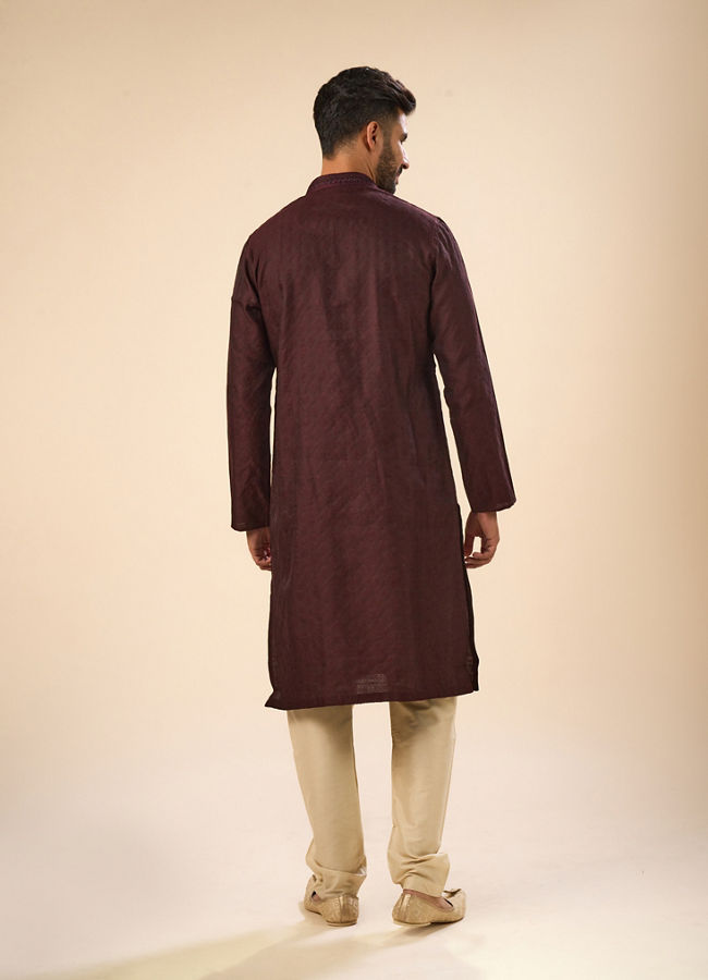 Manyavar Men Gleaming Wine Kurta Pajama