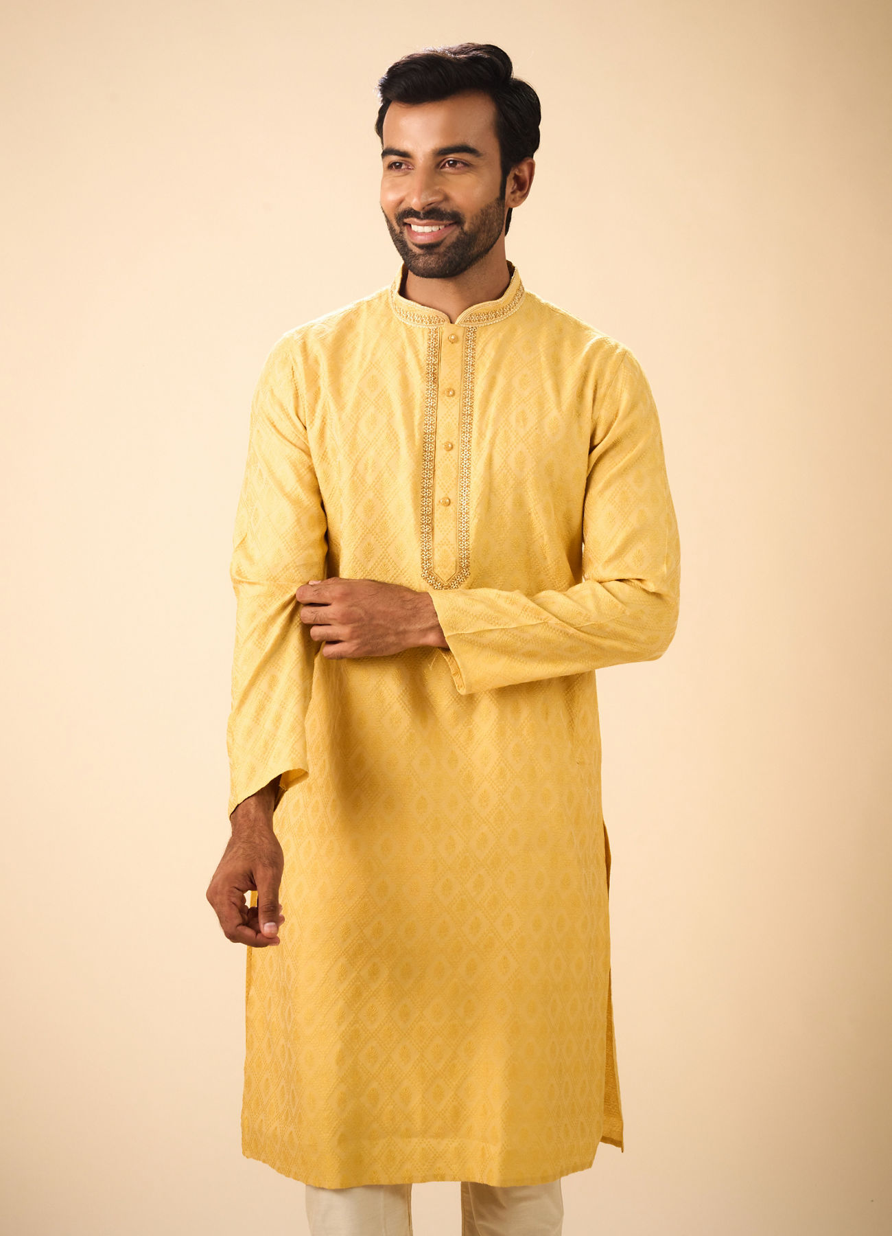 Manyavar Men Radiant Mustard Kurta Pajama