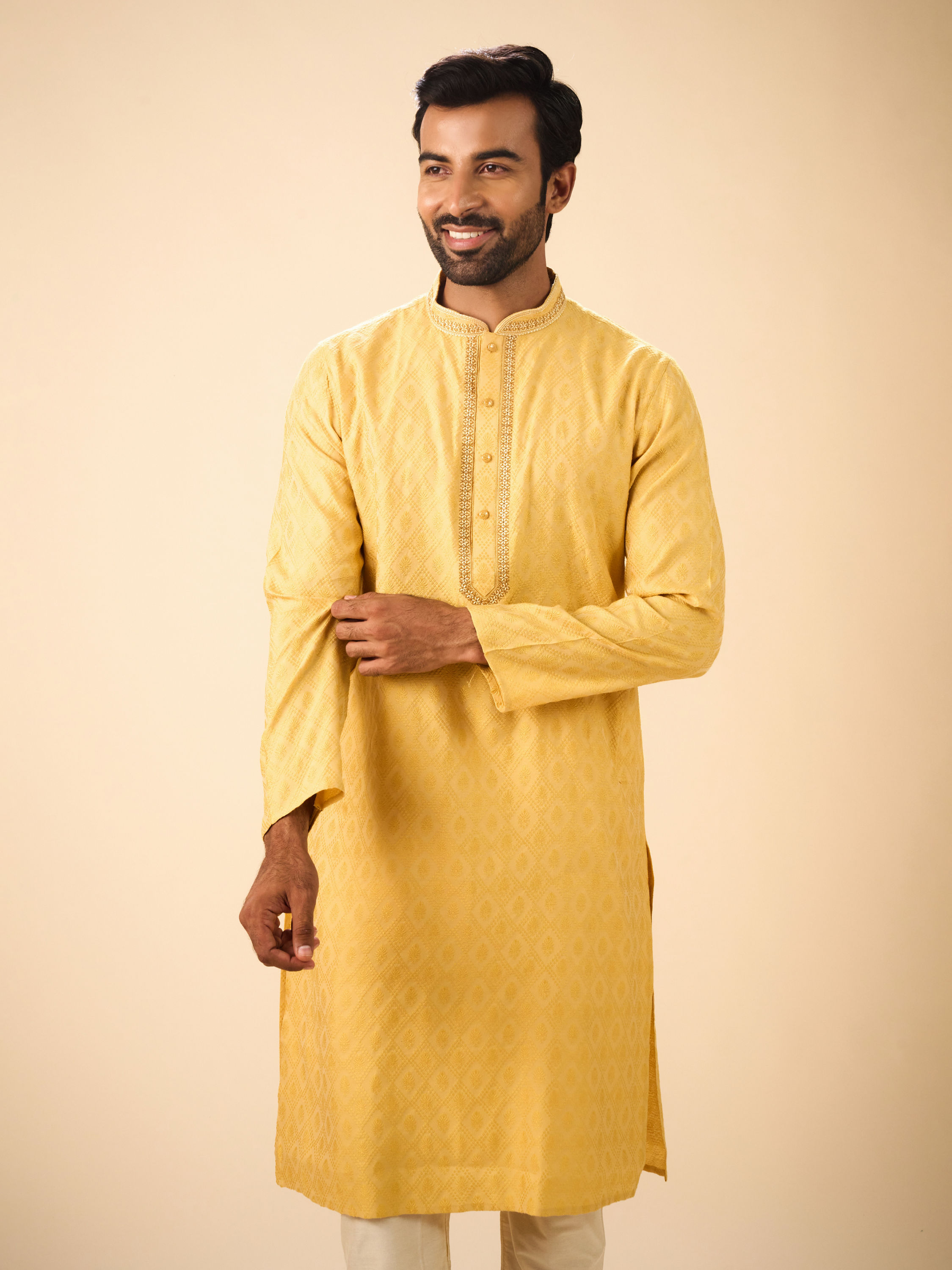 Manyavar Men Radiant Mustard Kurta Pajama