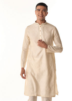 Manyavar Men Elegant Cream Kurta Pajama