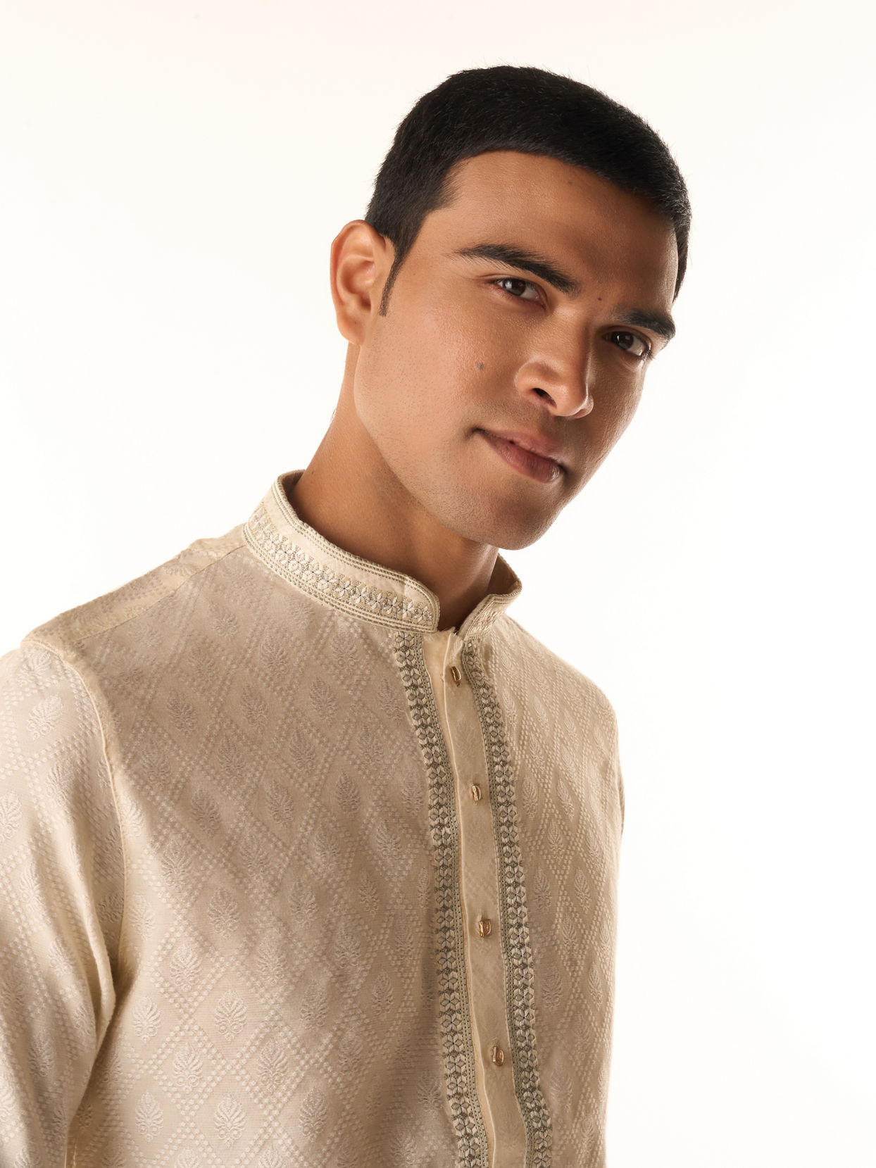 Manyavar Men Elegant Cream Kurta Pajama