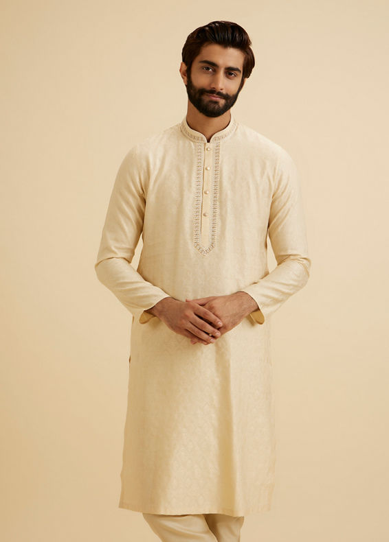 Manyavar Men Radiant Beige Kurta Pajama