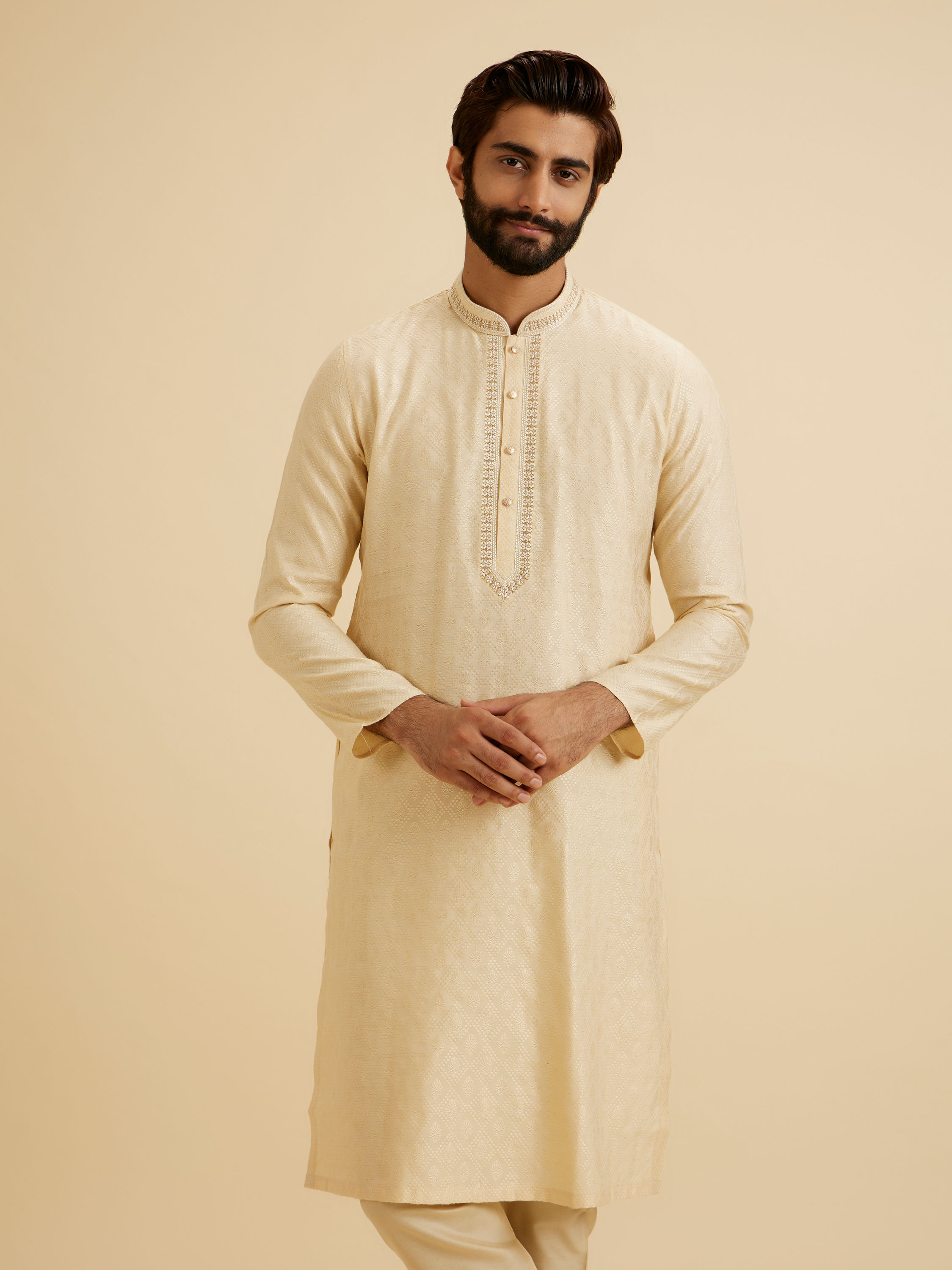 Manyavar Men Radiant Beige Kurta Pajama