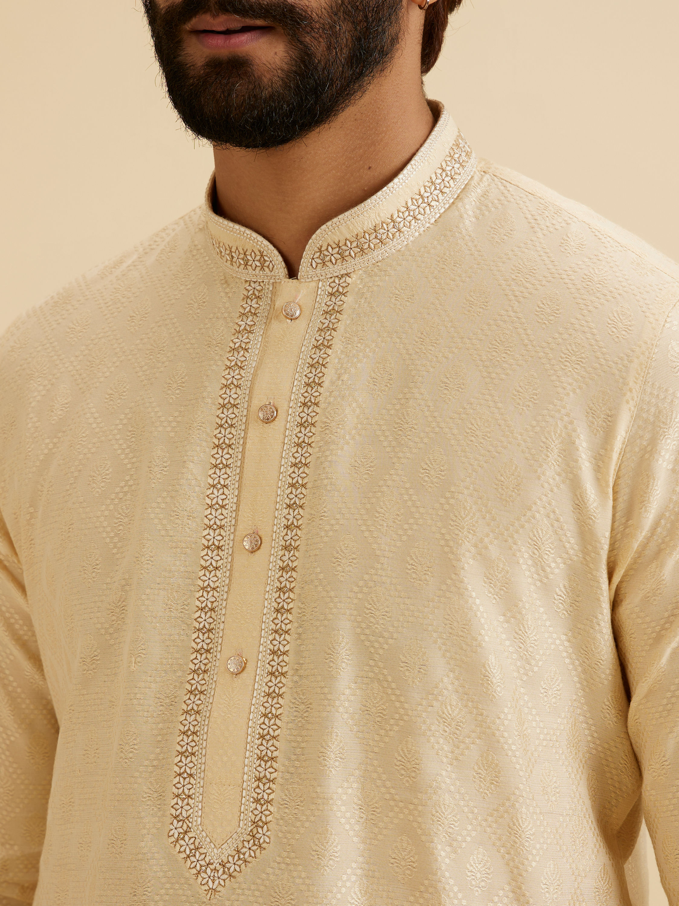 Manyavar Men Radiant Beige Kurta Pajama