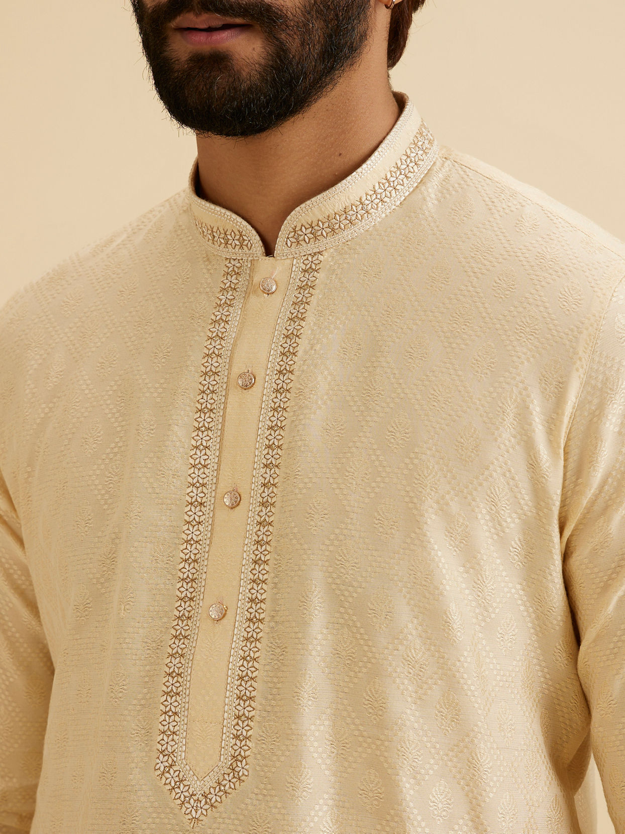 Manyavar Men Radiant Beige Kurta Pajama