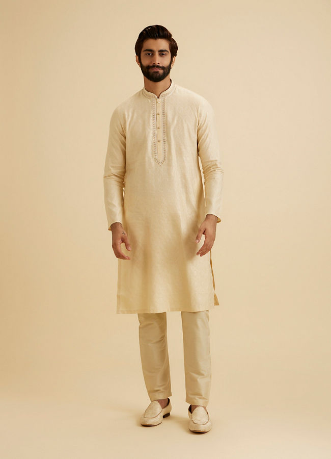 Manyavar Men Radiant Beige Kurta Pajama