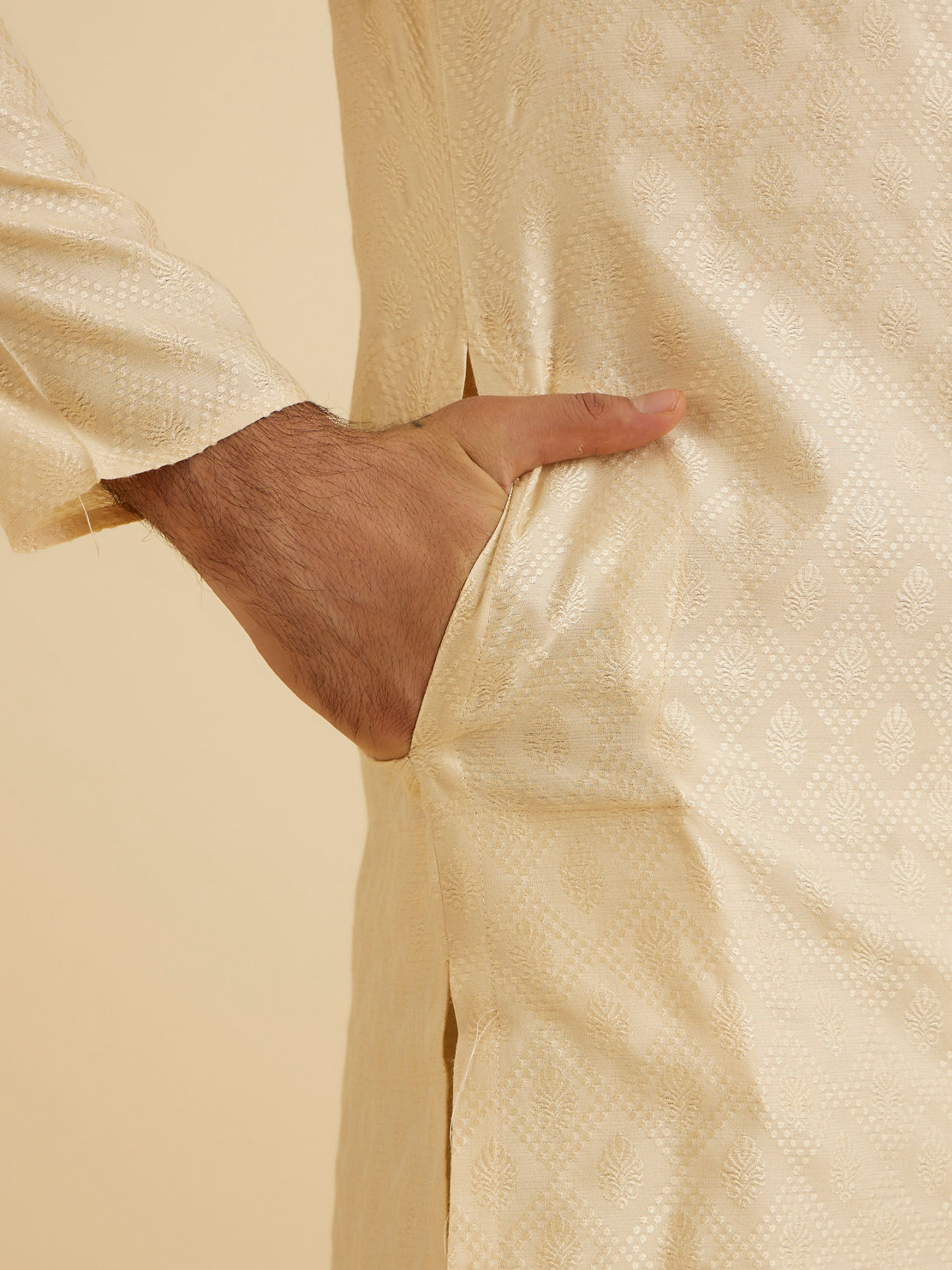 Manyavar Men Radiant Beige Kurta Pajama