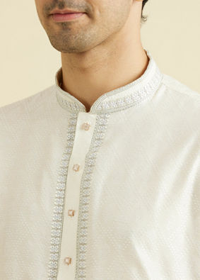 Manyavar Men Elegant Cream Kurta Pajama
