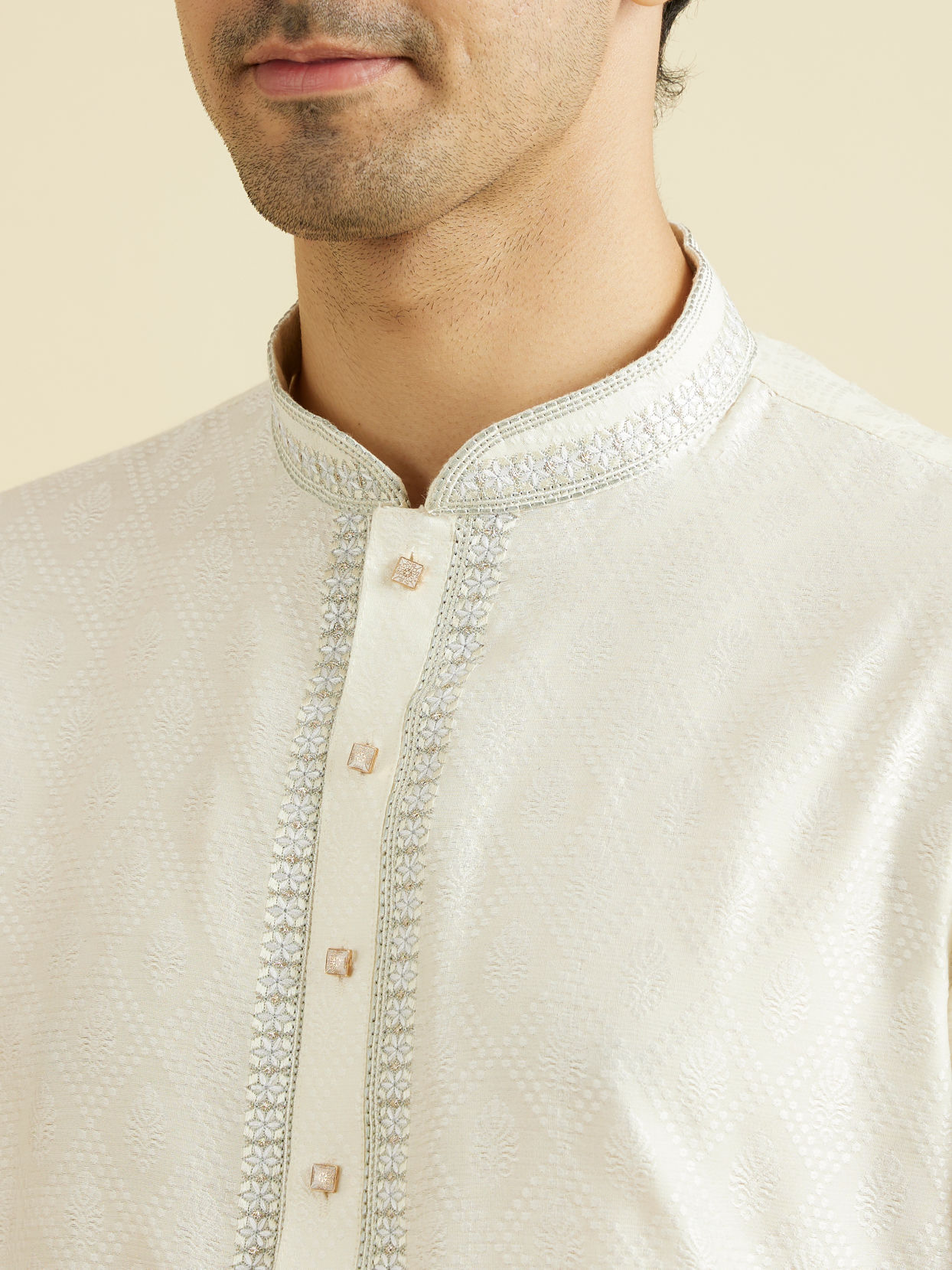 Manyavar Men Elegant Cream Kurta Pajama