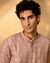 Manyavar Men Dusty Pink Brocade Elegance Kurta Pajama