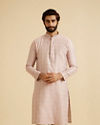 Manyavar Men Dusty Pink Brocade Elegance Kurta Pajama