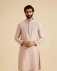 Manyavar Men Dusty Pink Brocade Elegance Kurta Pajama