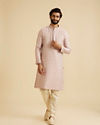 Manyavar Men Dusty Pink Brocade Elegance Kurta Pajama