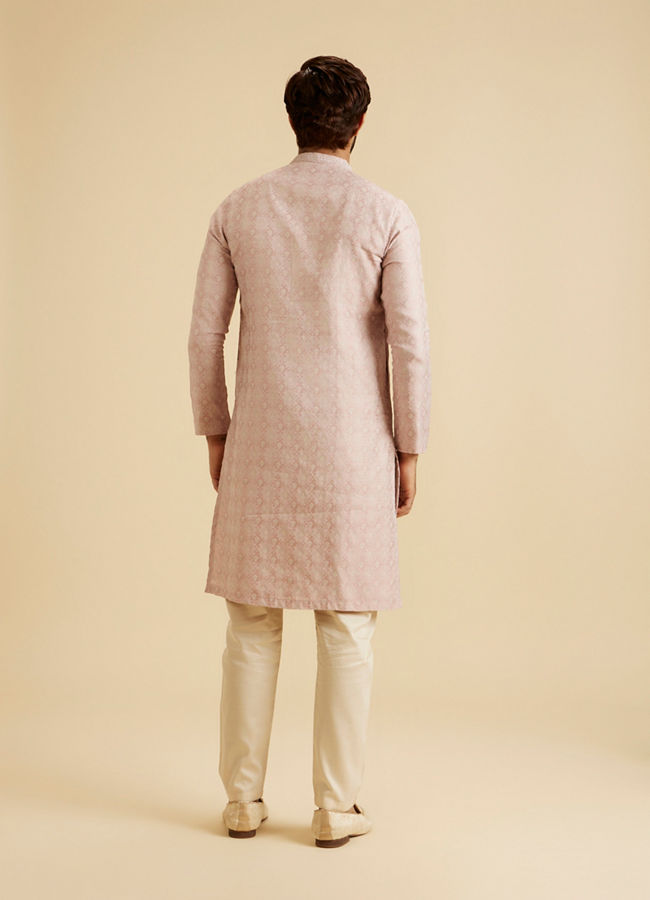 Manyavar Men Dusty Pink Brocade Elegance Kurta Pajama