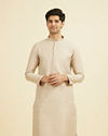 Manyavar Men Beige Brocade Kurta Pajama