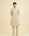 Manyavar Men Beige Brocade Kurta Pajama