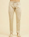 Manyavar Men Beige Brocade Kurta Pajama