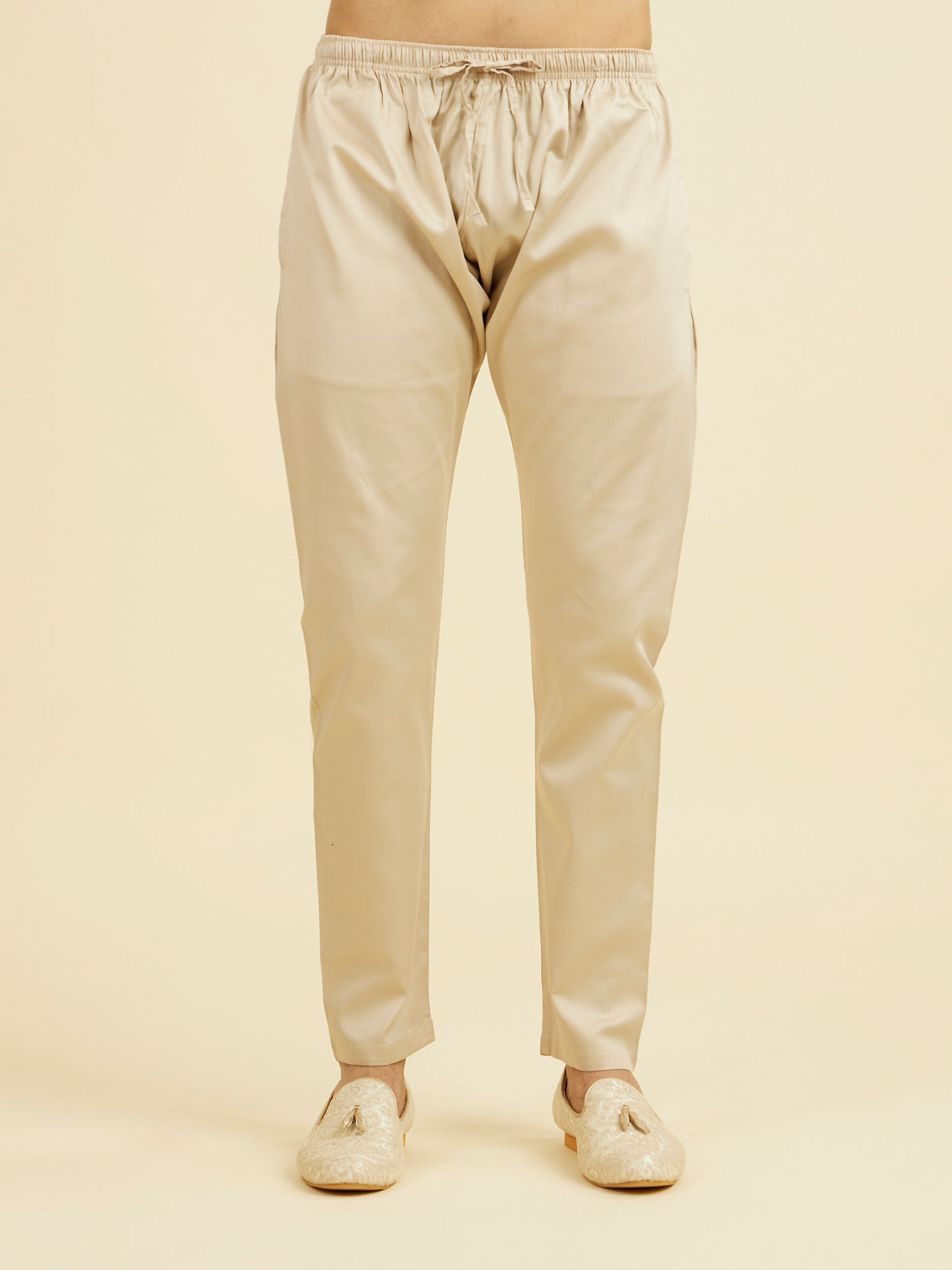 Manyavar Men Beige Brocade Kurta Pajama