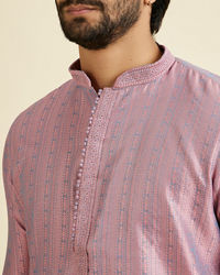 Manyavar Men Glistening Pink Kurta Pajama Ensemble