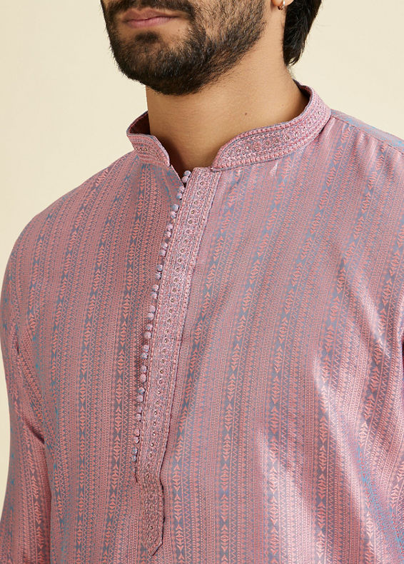 Manyavar Men Glistening Pink Kurta Pajama Ensemble