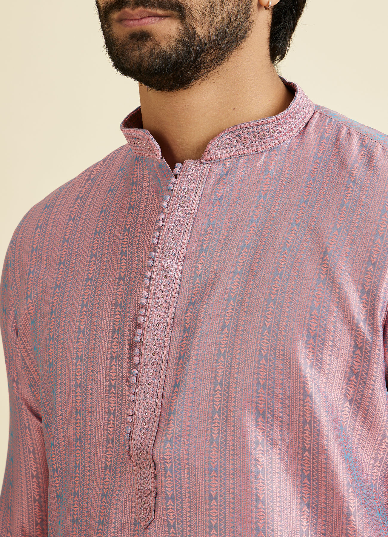 Manyavar Men Glistening Pink Kurta Pajama Ensemble