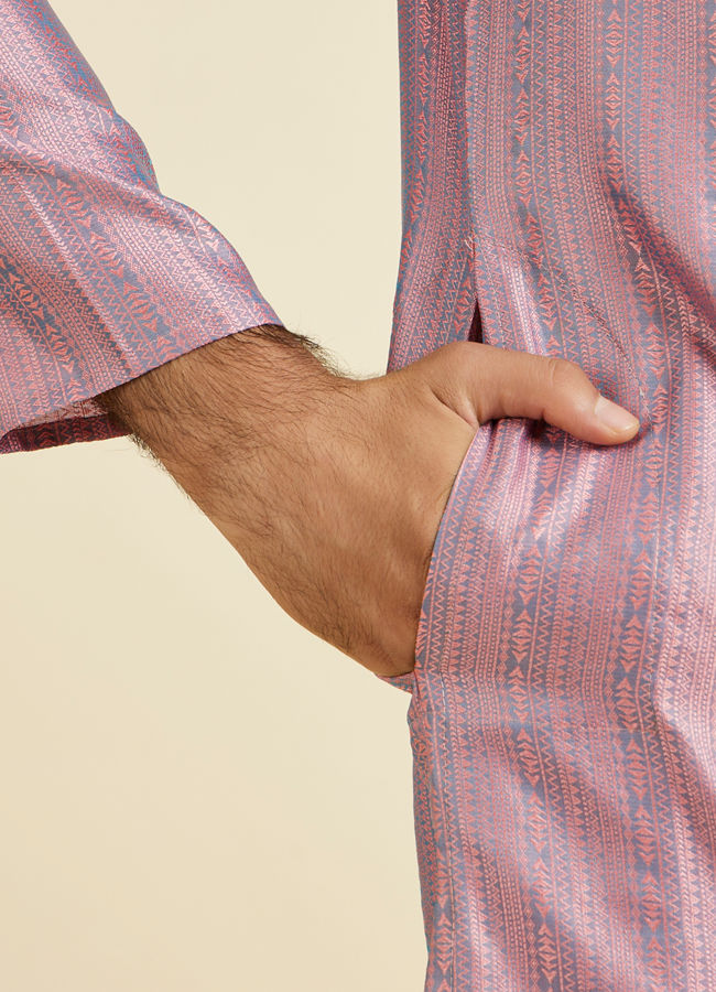 Manyavar Men Glistening Pink Kurta Pajama Ensemble