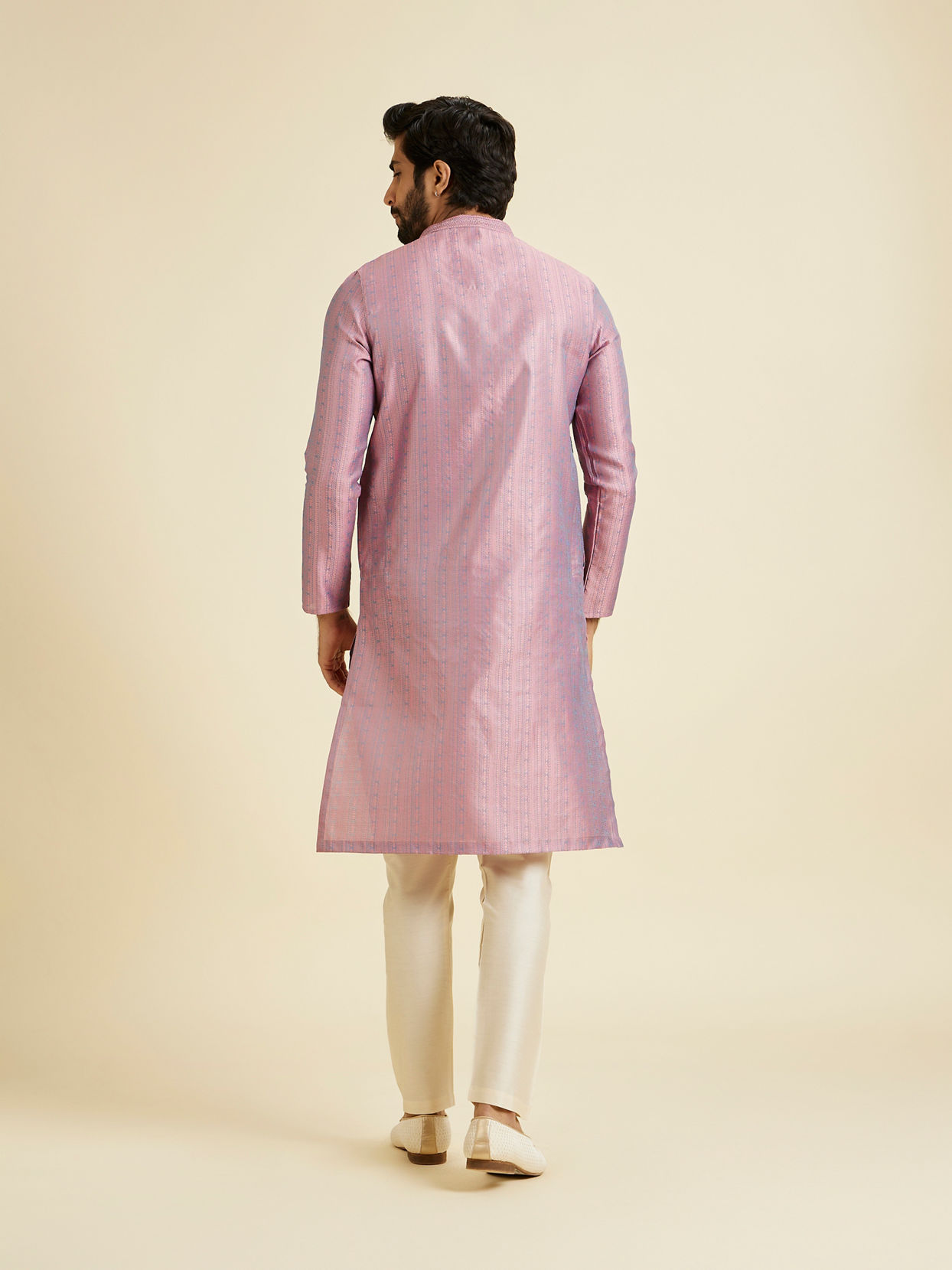 Manyavar Men Glistening Pink Kurta Pajama Ensemble