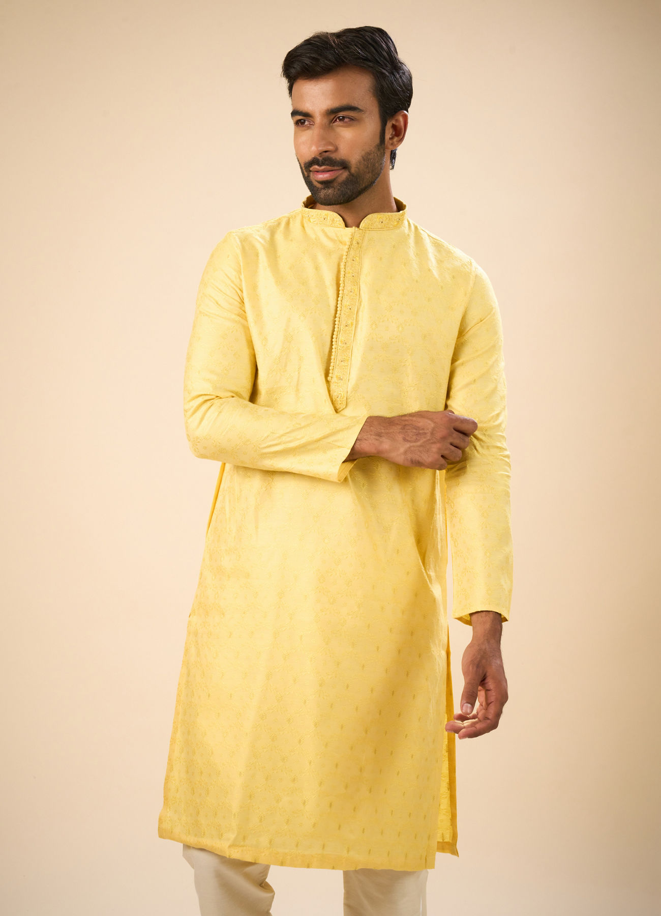Manyavar Men Sunlit Yellow Kurta Pajama