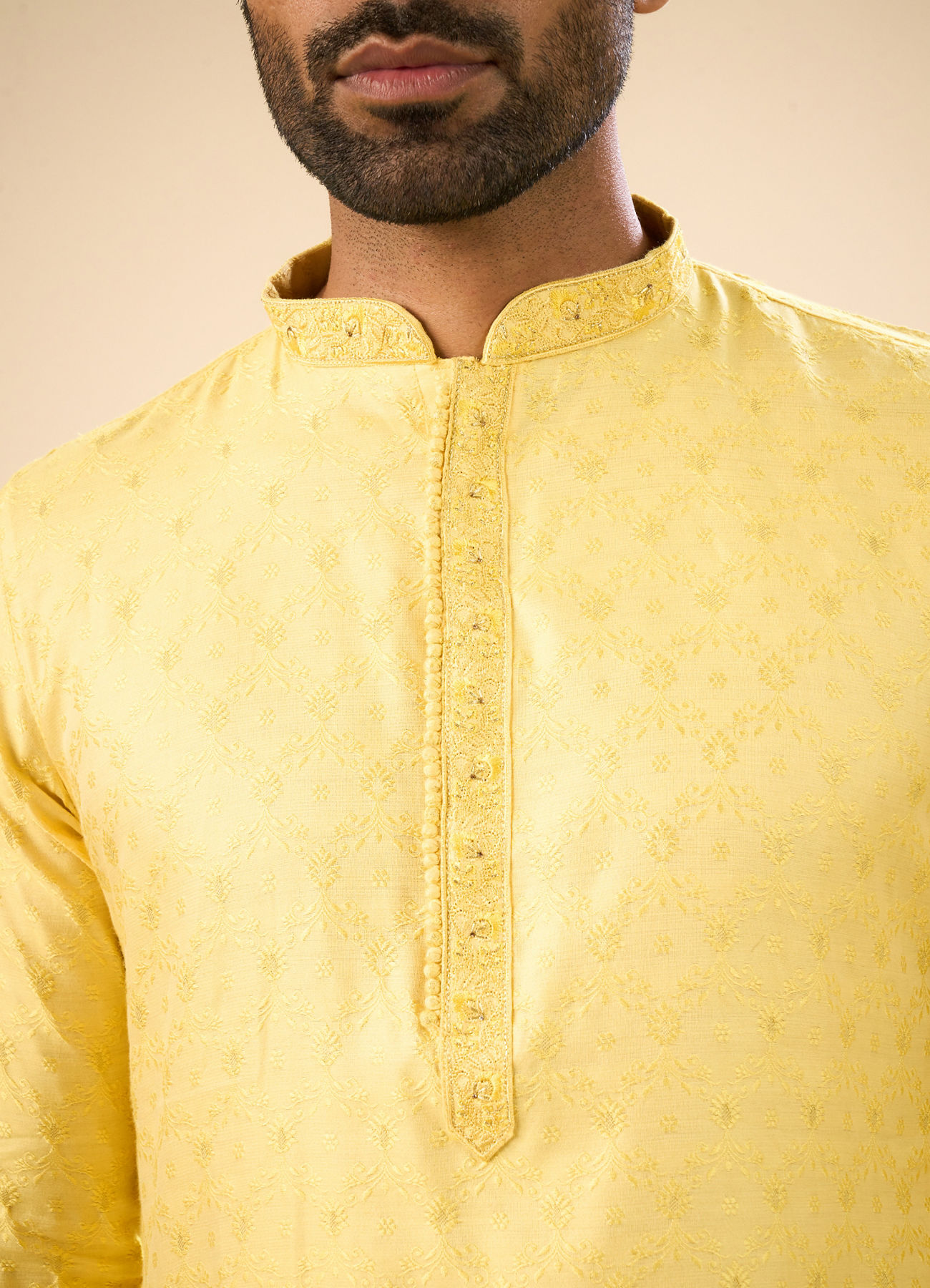 Manyavar Men Sunlit Yellow Kurta Pajama