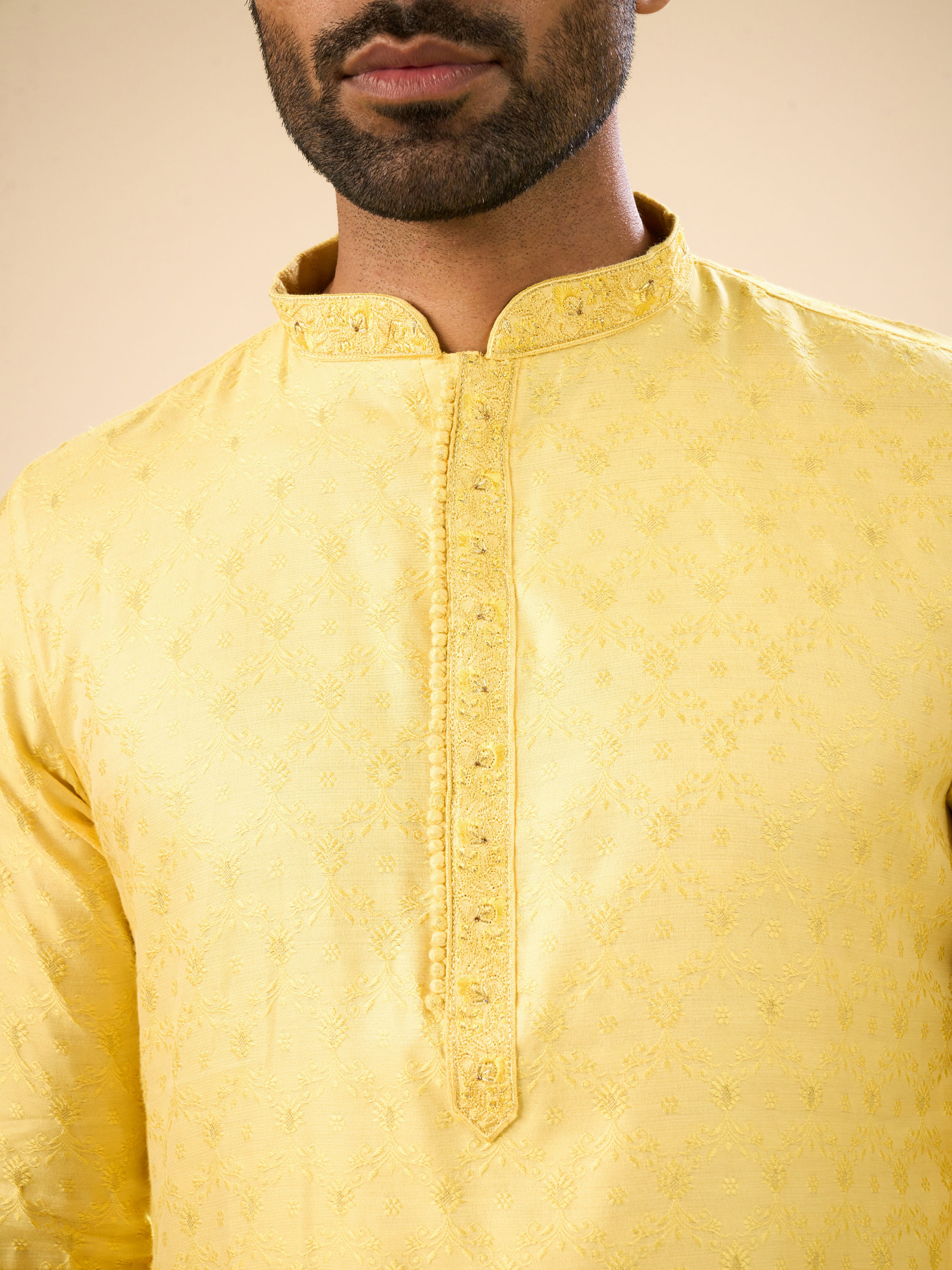 Manyavar Men Sunlit Yellow Kurta Pajama