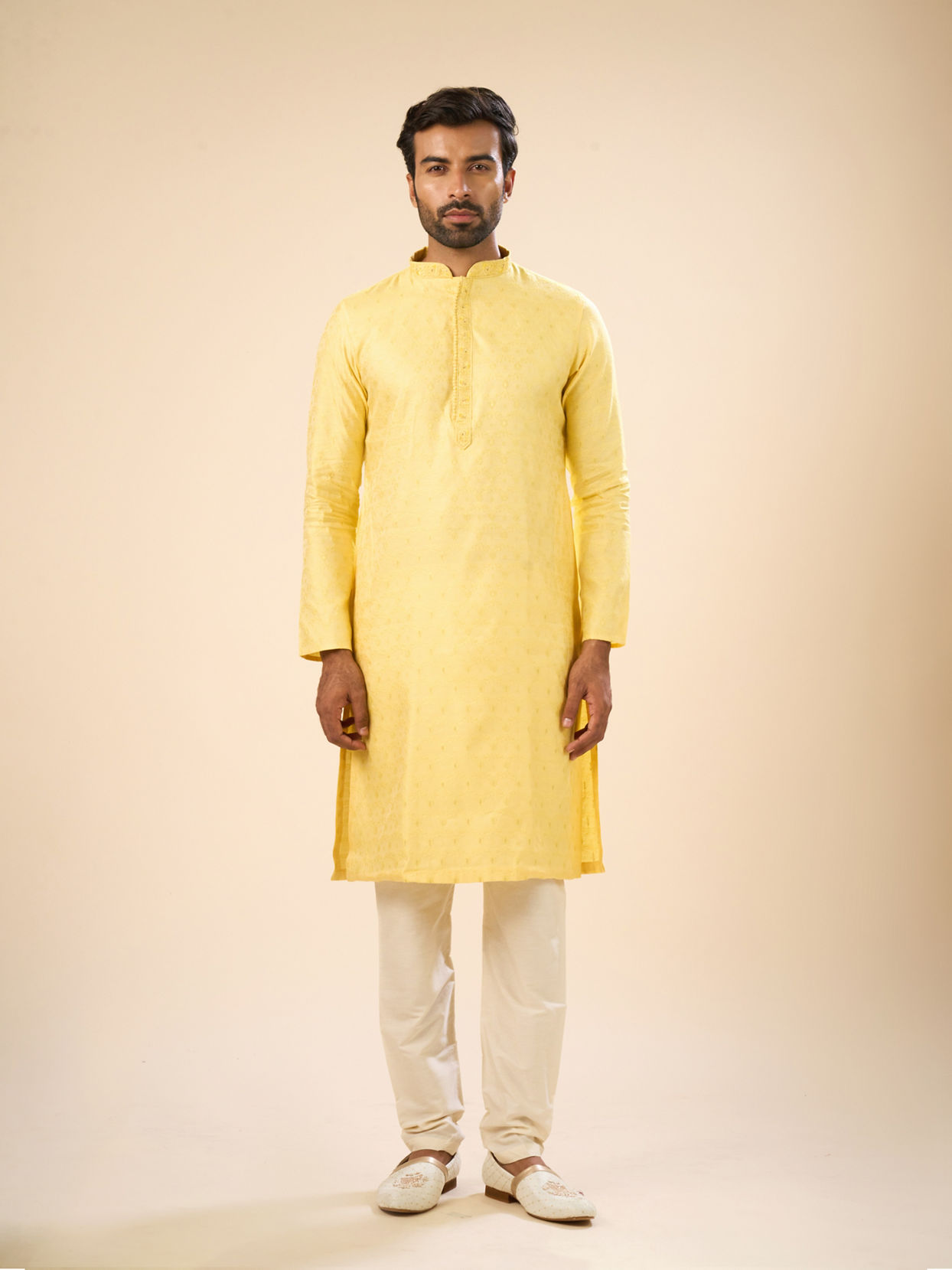 Manyavar Men Sunlit Yellow Kurta Pajama