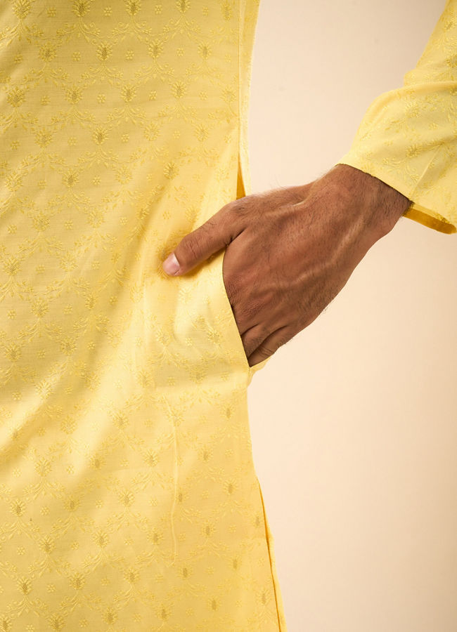 Manyavar Men Sunlit Yellow Kurta Pajama