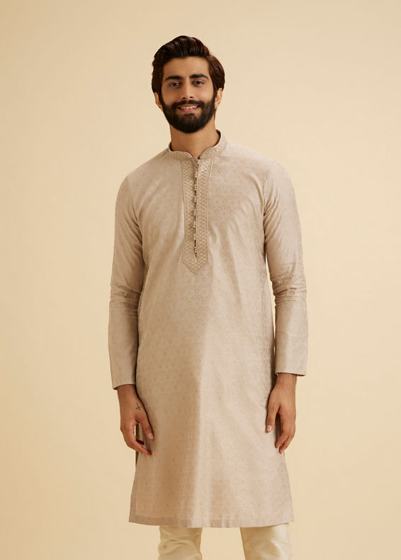 Manyavar Men Elegant Beige Kurta Pajama