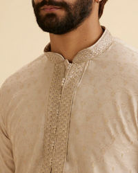 Manyavar Men Elegant Beige Kurta Pajama