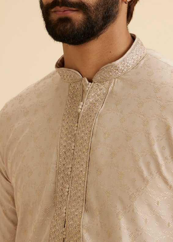 Manyavar Men Elegant Beige Kurta Pajama