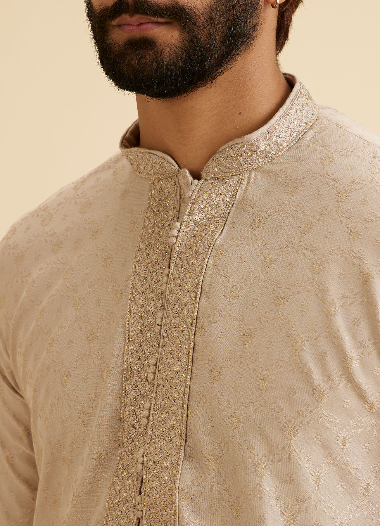 Manyavar Men Elegant Beige Kurta Pajama