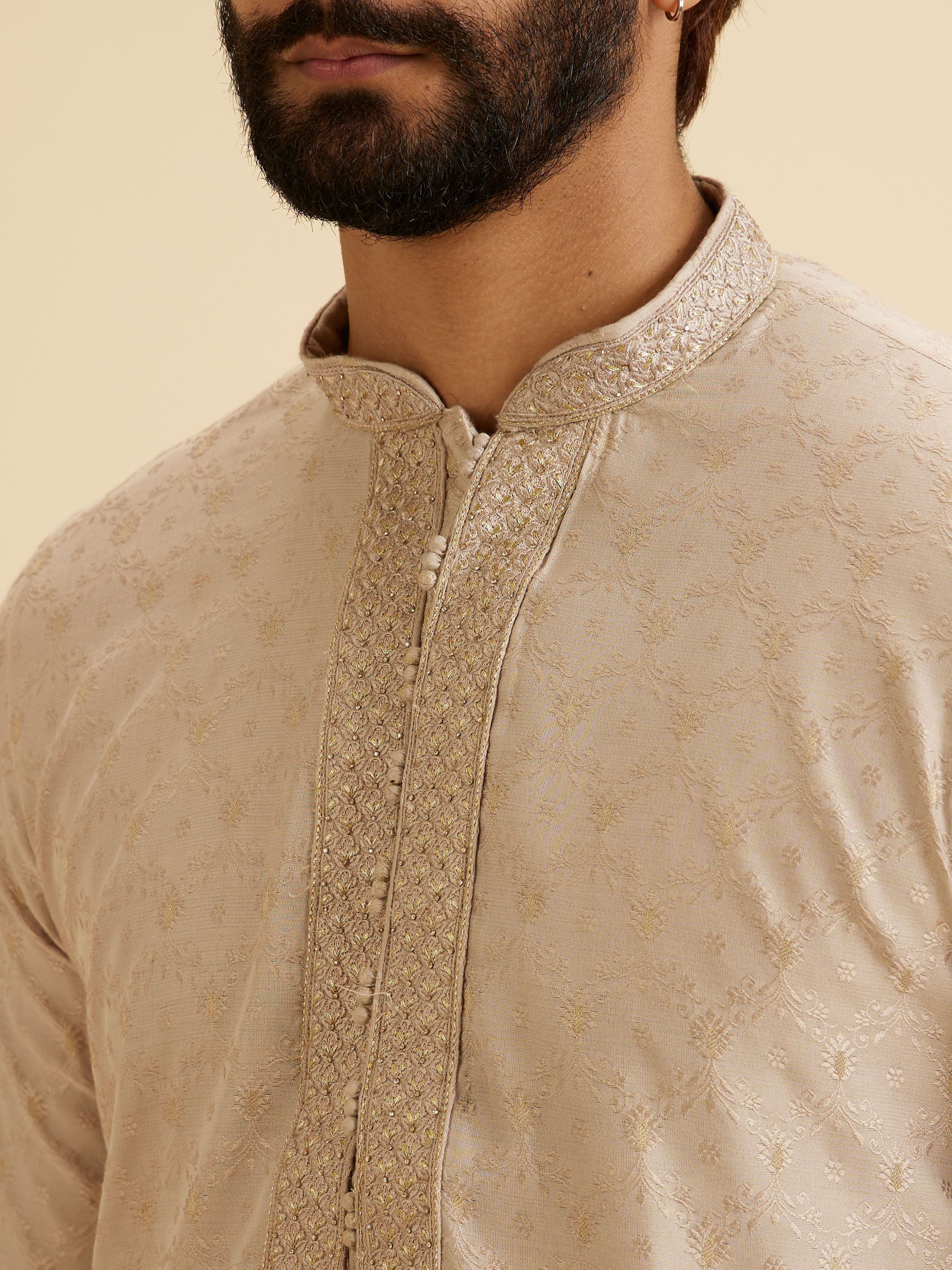 Manyavar Men Elegant Beige Kurta Pajama