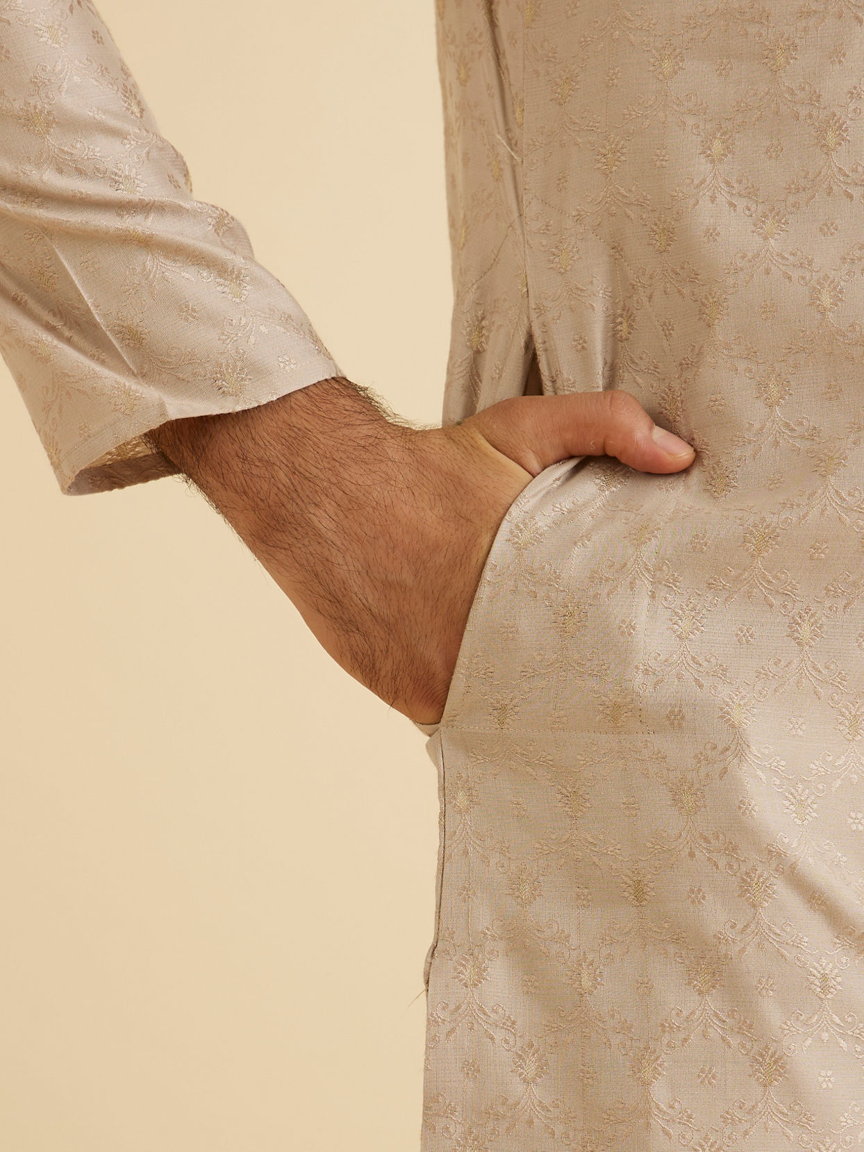 Manyavar Men Elegant Beige Kurta Pajama