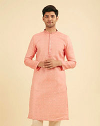 Manyavar Men Peach Kurta Pajama Ensemble