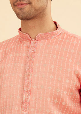 Manyavar Men Peach Kurta Pajama Ensemble