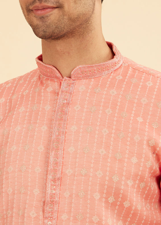 Manyavar Men Peach Kurta Pajama Ensemble