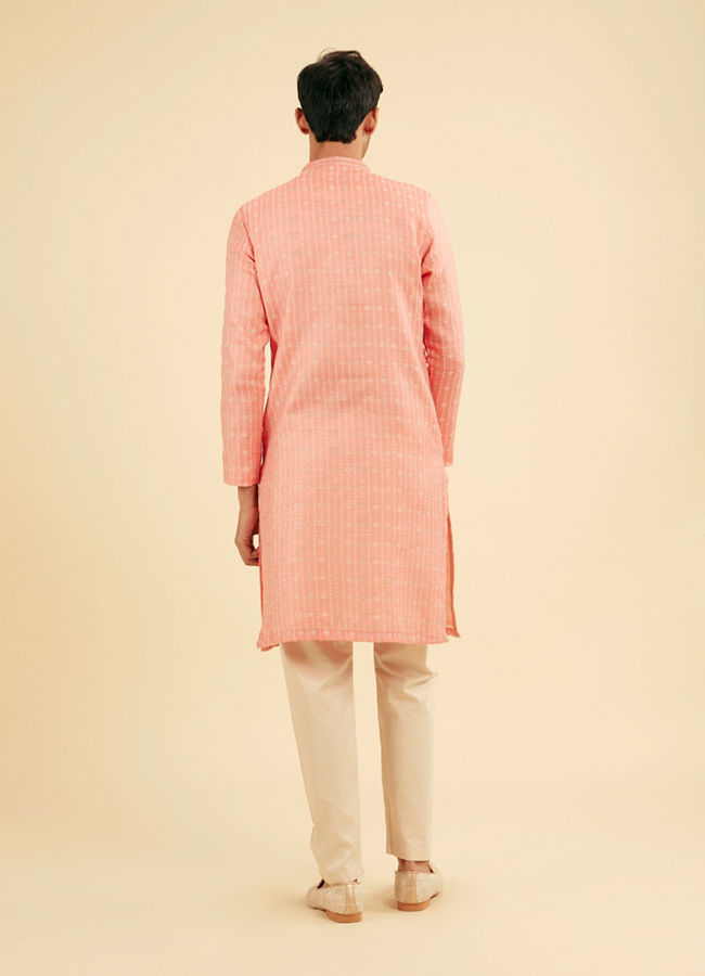 Manyavar Men Peach Kurta Pajama Ensemble