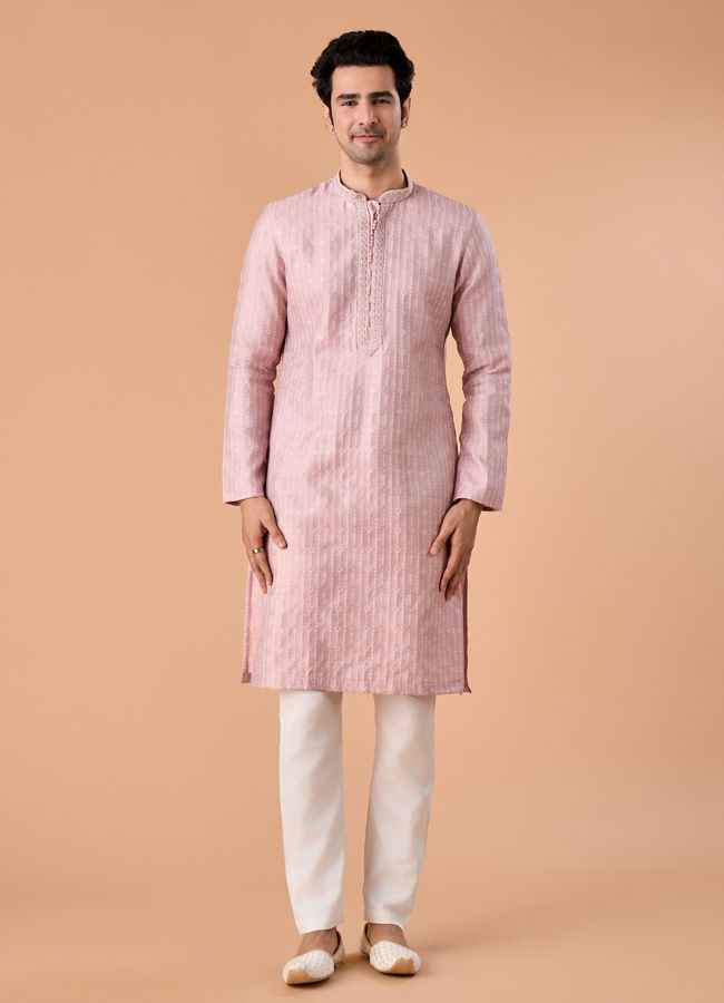 Manyavar Men Dusty Pink Elegance Kurta Pajama
