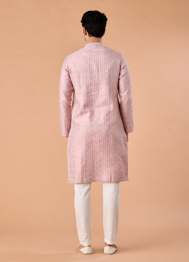 Manyavar Men Dusty Pink Elegance Kurta Pajama