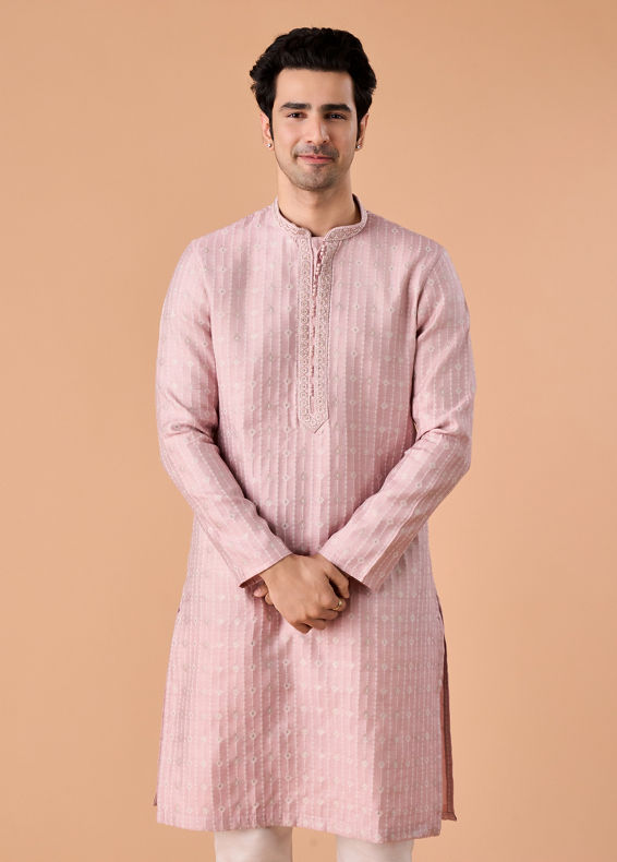 Manyavar Men Dusty Pink Elegance Kurta Pajama