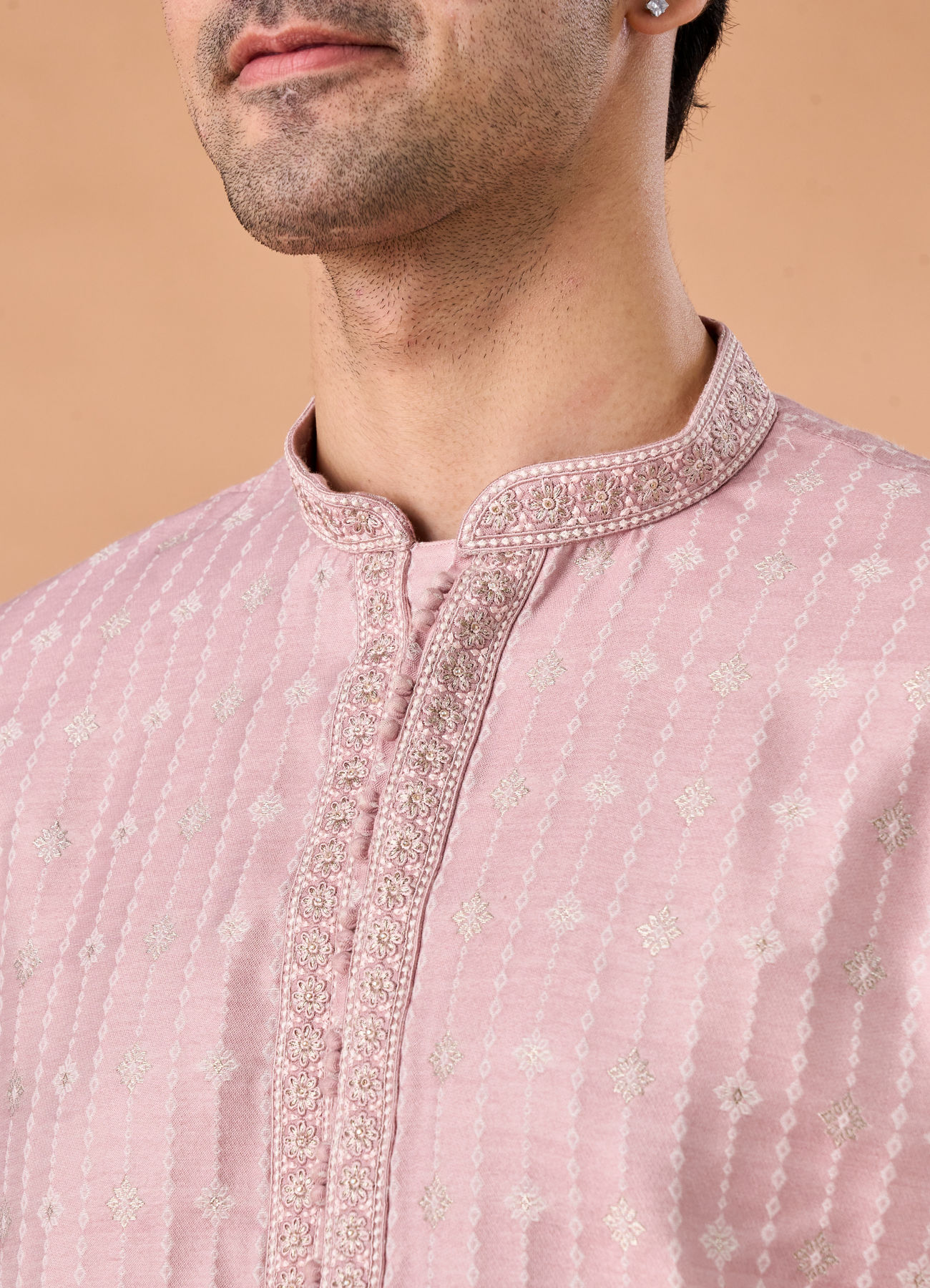 Manyavar Men Dusty Pink Elegance Kurta Pajama