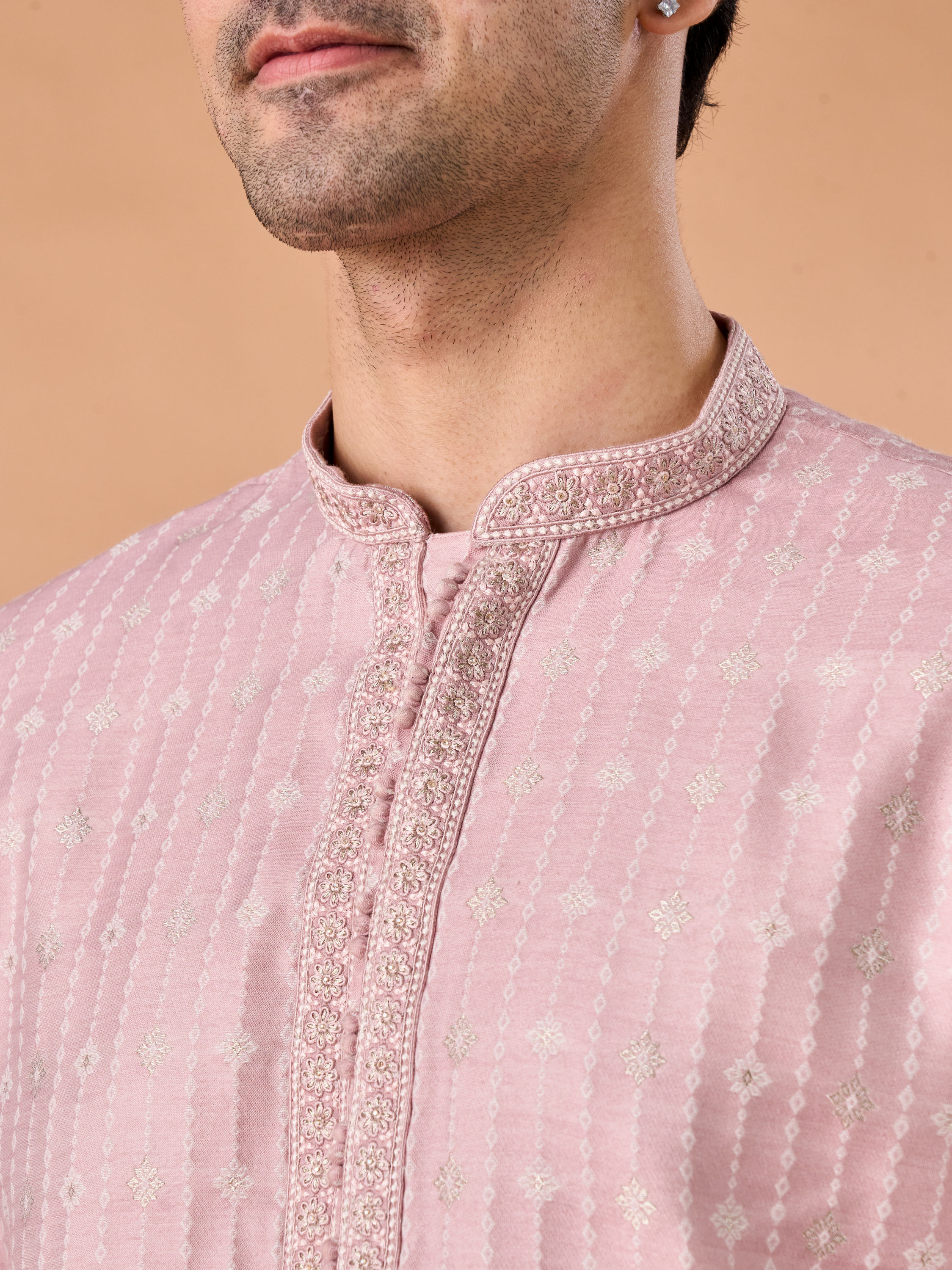 Manyavar Men Dusty Pink Elegance Kurta Pajama